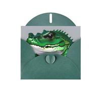 Dark Green MJHKXLJ Gator Lurking Green Prints Pearlized Greeting Card - Envelope Included - Perfect for Christmas, Birthdays, Valentines, Weddings, and More