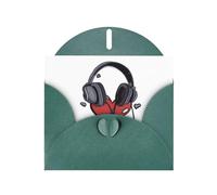 Dark Green MJHKXLJ Headphones that listen to your heart Prints Pearlized Greeting Card - Envelope Included - Perfect for Christmas, Birthdays, Valentines, Weddings, and More