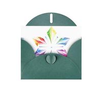 Dark Green MJHKXLJ Hollow rainbow diamond stars Prints Pearlized Greeting Card - Envelope Included - Perfect for Christmas, Birthdays, Valentines, Weddings, and More