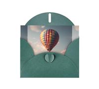 Dark Green MJHKXLJ Hot air balloon taking off Prints Pearlized Greeting Card - Envelope Included - Perfect for Christmas, Birthdays, Valentines, Weddings, and More