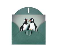 Dark Green MJHKXLJ I Love Penguins Prints Pearlized Greeting Card - Envelope Included - Perfect for Christmas, Birthdays, Valentines, Weddings, and More