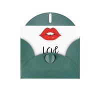 Dark Green MJHKXLJ I love you red lips Prints Pearlized Greeting Card - Envelope Included - Perfect for Christmas, Birthdays, Valentines, Weddings, and More