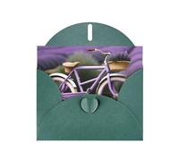 Dark Green MJHKXLJ Lavender Field Bike Prints Pearlized Greeting Card - Envelope Included - Perfect for Christmas, Birthdays, Valentines, Weddings, and More