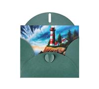 Dark Green MJHKXLJ Lighthouse Diamond Painting Prints Pearlized Greeting Card - Envelope Included - Perfect for Christmas, Birthdays, Valentines, Weddings, and More