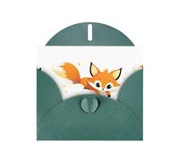 Dark Green MJHKXLJ Little fox flying in the starry sky Prints Pearlized Greeting Card - Envelope Included - Perfect for Christmas, Birthdays, Valentines, Weddings, and More