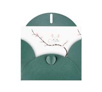 Dark Green MJHKXLJ Little mouse on magnolia branch Prints Pearlized Greeting Card - Envelope Included - Perfect for Christmas, Birthdays, Valentines, Weddings, and More