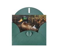 Dark Green MJHKXLJ mallard duck Prints Pearlized Greeting Card - Envelope Included - Perfect for Christmas, Birthdays, Valentines, Weddings, and More