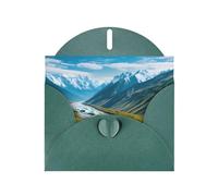 Dark Green MJHKXLJ mountains and rivers Prints Pearlized Greeting Card - Envelope Included - Perfect for Christmas, Birthdays, Valentines, Weddings, and More
