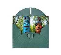 Dark Green MJHKXLJ Mysterious Totems Prints Pearlized Greeting Card - Envelope Included - Perfect for Christmas, Birthdays, Valentines, Weddings, and More