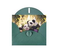 Dark Green MJHKXLJ Panda in the vines Prints Pearlized Greeting Card - Envelope Included - Perfect for Christmas, Birthdays, Valentines, Weddings, and More