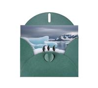 Dark Green MJHKXLJ Penguins On The Iceberg Prints Pearlized Greeting Card - Envelope Included - Perfect for Christmas, Birthdays, Valentines, Weddings, and More