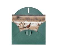 Dark Green MJHKXLJ pheasant hunting Prints Pearlized Greeting Card - Envelope Included - Perfect for Christmas, Birthdays, Valentines, Weddings, and More