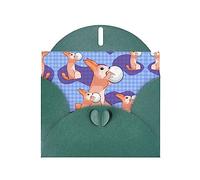 Dark Green MJHKXLJ rabbit holding the ball Prints Pearlized Greeting Card - Envelope Included - Perfect for Christmas, Birthdays, Valentines, Weddings, and More
