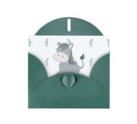 Dark Green MJHKXLJ smiling donkey Prints Pearlized Greeting Card - Envelope Included - Perfect for Christmas, Birthdays, Valentines, Weddings, and More