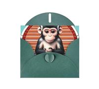 Dark Green MJHKXLJ The silent monkey Prints Pearlized Greeting Card - Envelope Included - Perfect for Christmas, Birthdays, Valentines, Weddings, and More