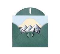 Dark Green MJHKXLJ White Snowy Mountains Prints Pearlized Greeting Card - Envelope Included - Perfect for Christmas, Birthdays, Valentines, Weddings, and More