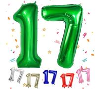 Dark Green Number 17 Balloon 40 Inch, Large 17 Number Balloon Big Foil Helium 17 Balloons, Dark Green 17th Birthday Decorations for Boys and Gilrs, 17 Year Anniversary Party Decorations Supplies