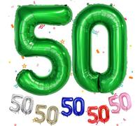 Dark Green Number 50 Balloon 40 Inch, Large 50 Number Balloon Big Foil Helium 50 Balloons, Dark Green 50th Birthday Decorations for Men and Women, 50 Year Anniversary Party Decorations Supplies
