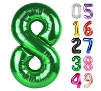Dark Green Number 8 Balloon 40 Inch, 8th Birthday Party Decorations for Children, Giant Glitter 8 Shape Foil Balloon for Party Supplie