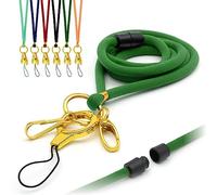 Dark Green Nylon Cord Lanyard Soft Comfortable with Safety Breakaway, Includes Gold Design O-Ring, Loop Clip and Two Metal Clips, ID Badge Holder Thin Rope Neck Strap by LanyardsTomorrow Single 1pc