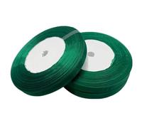 Dark Green Organza Ribbon 10mm Wide - 46 Metre Roll | Sheer Fabric Craft Ribbon for Wedding Decorations, Gift Wrapping, Floristry, Party Decor, DIY Crafts
