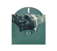 Dark Green Pearlescent Paper Holiday Cards 4"x6" MSRHIUEF Bear in the River Printing Greeting Cards for Christmas, Birthday, Wedding Anniversary & Party Invitations