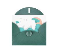 Dark Green Pearlescent Paper Holiday Cards 4"x6" MSRHIUEF Bear on the Clouds Printing Greeting Cards for Christmas, Birthday, Wedding Anniversary & Party Invitations