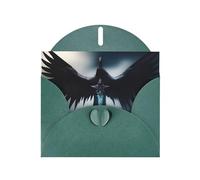 Dark Green Pearlescent Paper Holiday Cards 4"x6" MSRHIUEF Black Feathered Flying Sword Printing Greeting Cards for Christmas, Birthday, Wedding Anniversary & Party Invitations