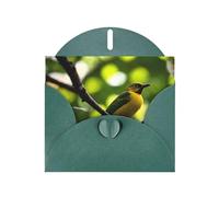 Dark Green Pearlescent Paper Holiday Cards 4"x6" MSRHIUEF Yellow Kingfisher Printing Greeting Cards for Christmas, Birthday, Wedding Anniversary & Party Invitations