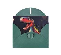 Dark Green Pearlescent Paper Holiday Cards 4"x6" YYHHAOFA big-mouthed dinosaur Pattern Greeting Cards for Christmas, Birthday, Wedding Anniversary & Party Invitations