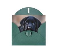 Dark Green Pearlescent Paper Holiday Cards 4"x6" YYHHAOFA Black Labrador Puppy Pattern Greeting Cards for Christmas, Birthday, Wedding Anniversary & Party Invitations
