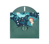 Dark Green Pearlescent Paper Holiday Cards 4"x6" YYHHAOFA blue mermaid Pattern Greeting Cards for Christmas, Birthday, Wedding Anniversary & Party Invitations