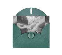 Dark Green Pearlescent Paper Holiday Cards 4"x6" YYHHAOFA Buildings in the clouds Pattern Greeting Cards for Christmas, Birthday, Wedding Anniversary & Party Invitations