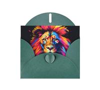 Dark Green Pearlescent Paper Holiday Cards 4"x6" YYHHAOFA Cartoon Cool Lion Pattern Greeting Cards for Christmas, Birthday, Wedding Anniversary & Party Invitations