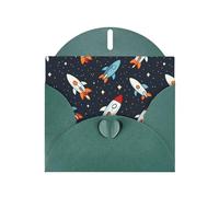 Dark Green Pearlescent Paper Holiday Cards 4"x6" YYHHAOFA Cartoon rocket launch direction Pattern Greeting Cards for Christmas, Birthday, Wedding Anniversary & Party Invitations