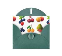 Dark Green Pearlescent Paper Holiday Cards 4"x6" YYHHAOFA Colorful fruit drawings Pattern Greeting Cards for Christmas, Birthday, Wedding Anniversary & Party Invitations