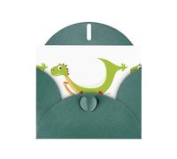 Dark Green Pearlescent Paper Holiday Cards 4"x6" YYHHAOFA Cool dinosaur cradle Pattern Greeting Cards for Christmas, Birthday, Wedding Anniversary & Party Invitations