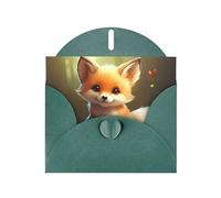 Dark Green Pearlescent Paper Holiday Cards 4"x6" YYHHAOFA Cute Baby Fox Pattern Greeting Cards for Christmas, Birthday, Wedding Anniversary & Party Invitations