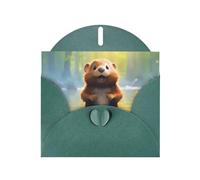 Dark Green Pearlescent Paper Holiday Cards 4"x6" YYHHAOFA cute beaver Pattern Greeting Cards for Christmas, Birthday, Wedding Anniversary & Party Invitations