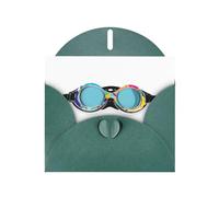 Dark Green Pearlescent Paper Holiday Cards 4"x6" YYHHAOFA Doodle swimming goggles Pattern Greeting Cards for Christmas, Birthday, Wedding Anniversary & Party Invitations