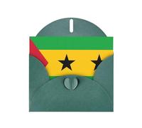 Dark Green Pearlescent Paper Holiday Cards 4"x6" YYHHAOFA Flag of Sao Tome and Principe Pattern Greeting Cards for Christmas, Birthday, Wedding Anniversary & Party Invitations
