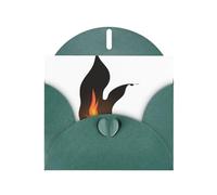 Dark Green Pearlescent Paper Holiday Cards 4"x6" YYHHAOFA Flame burning in the darkness Pattern Greeting Cards for Christmas, Birthday, Wedding Anniversary & Party Invitations