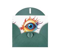 Dark Green Pearlescent Paper Holiday Cards 4"x6" YYHHAOFA Flaming Eyeball Pattern Greeting Cards for Christmas, Birthday, Wedding Anniversary & Party Invitations