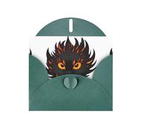Dark Green Pearlescent Paper Holiday Cards 4"x6" YYHHAOFA Flaming monster Pattern Greeting Cards for Christmas, Birthday, Wedding Anniversary & Party Invitations