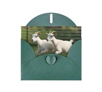 Dark Green Pearlescent Paper Holiday Cards 4"x6" YYHHAOFA Goat Frolic Pattern Greeting Cards for Christmas, Birthday, Wedding Anniversary & Party Invitations