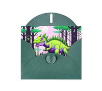 Dark Green Pearlescent Paper Holiday Cards 4"x6" YYHHAOFA Green dinosaur Pattern Greeting Cards for Christmas, Birthday, Wedding Anniversary & Party Invitations