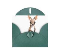 Dark Green Pearlescent Paper Holiday Cards 4"x6" YYHHAOFA Happy baby kangaroo Pattern Greeting Cards for Christmas, Birthday, Wedding Anniversary & Party Invitations