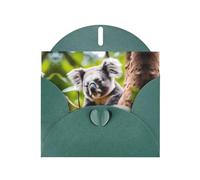 Dark Green Pearlescent Paper Holiday Cards 4"x6" YYHHAOFA Happy Cute koala Pattern Greeting Cards for Christmas, Birthday, Wedding Anniversary & Party Invitations