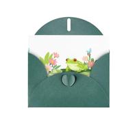 Dark Green Pearlescent Paper Holiday Cards 4"x6" YYHHAOFA Little frog in the florals Pattern Greeting Cards for Christmas, Birthday, Wedding Anniversary & Party Invitations