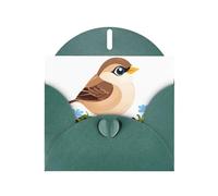Dark Green Pearlescent Paper Holiday Cards 4"x6" YYHHAOFA Little sparrow in the flowerbed Pattern Greeting Cards for Christmas, Birthday, Wedding Anniversary & Party Invitations